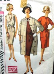 4845 EZ 60s SHIFT DRESS,BELT,UNLINED COAT-DRESS PATTERN 10,14
